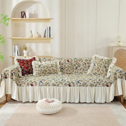 Rural Style Bird & Floral Soft Sofa Cover