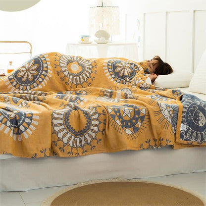 Floral Cotton Four-layer Gauze Towel Quilt