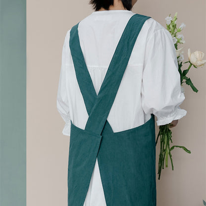 Simple Cotton Pure Color Cross-back Apron