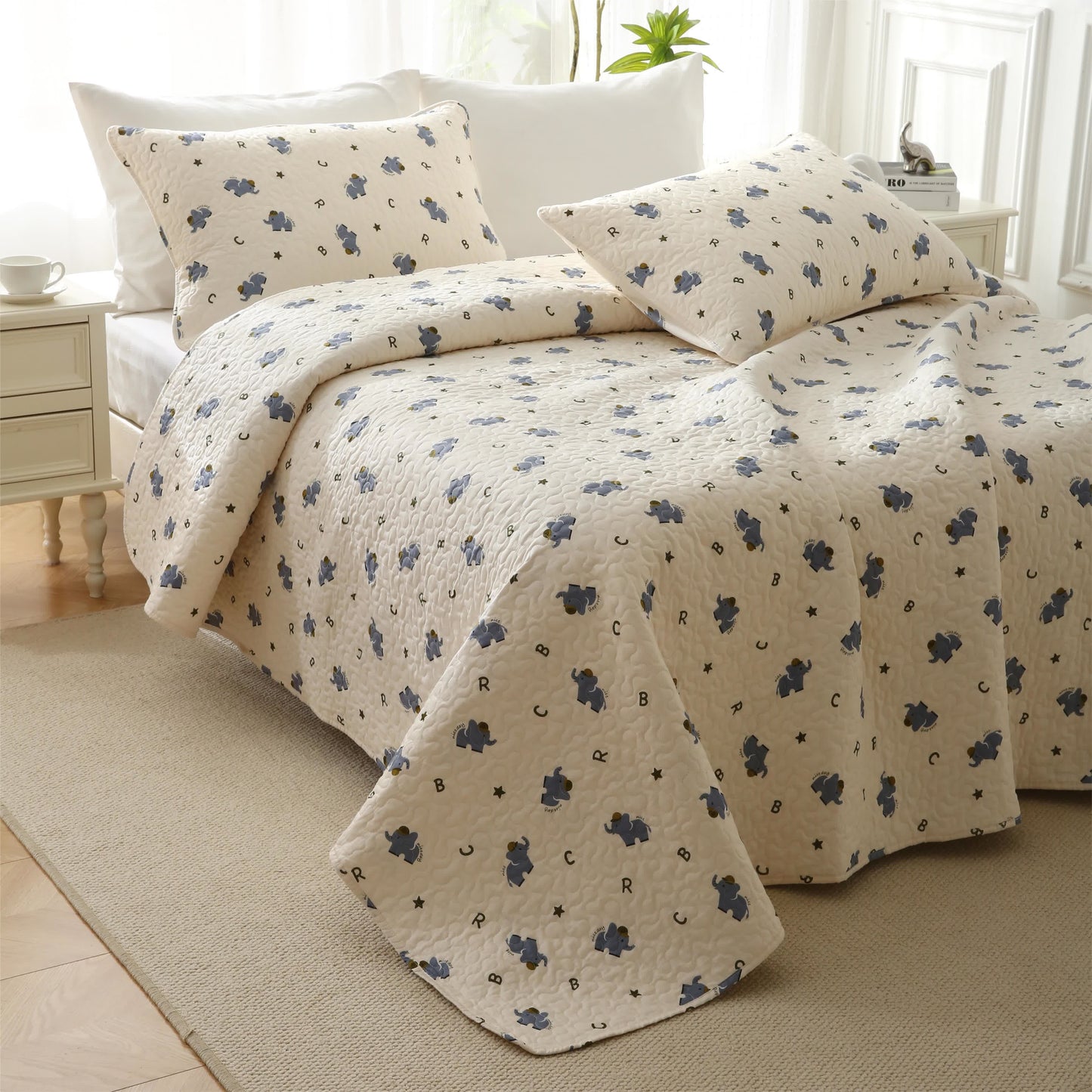 Cute Elephant Quilted Pure Cotton Bedding