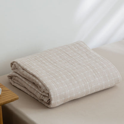 Simple Grid Cotton Gauze Lightweight Quilt