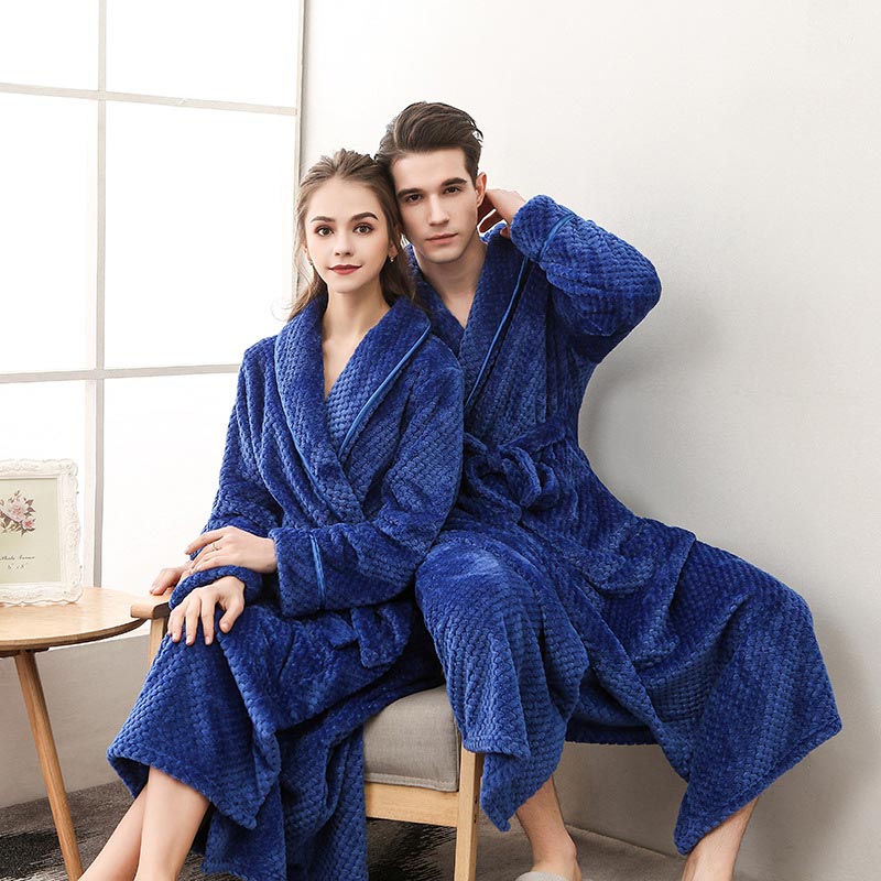 Ownkoti Puffy Fleece Pajama Long Bathrobe