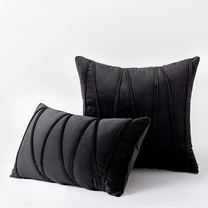 Stripe Pattern Soft Velvet Decorative Pillowcase - Black - 50cm x 50cm - image 8