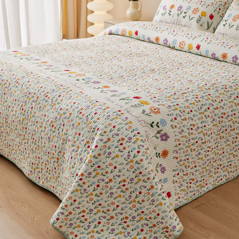 Pure Cotton Quilted Colorful Floral Bedding