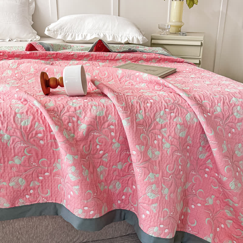 Cotton Gauze Floral Reversible Summer Quilt