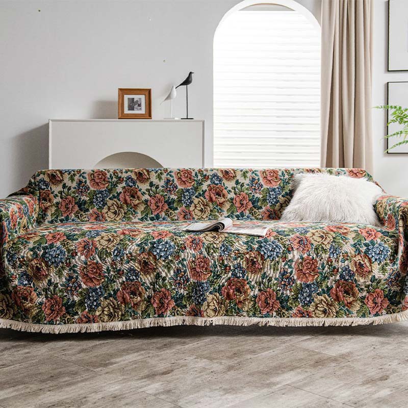 Countryside Rose Print Tassel Sofa Protector