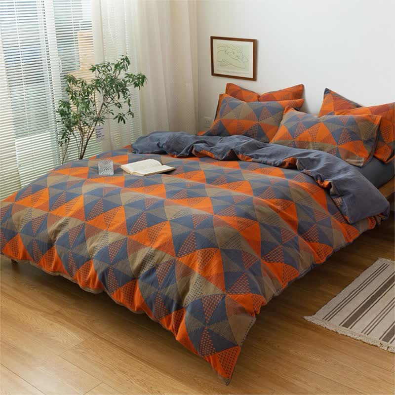 Triangle Print Cotton Gauze Bedding Sets (4PCS)