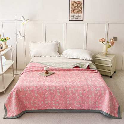 Cotton Gauze Floral Reversible Summer Quilt