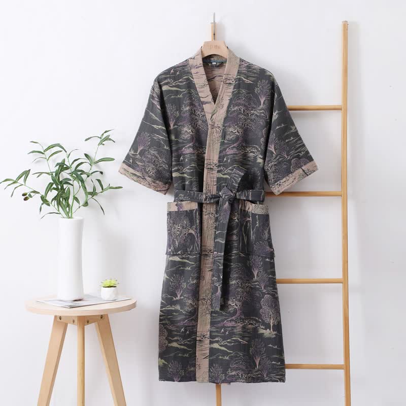 Cotton Gauze Natural Style Lightweight Robe