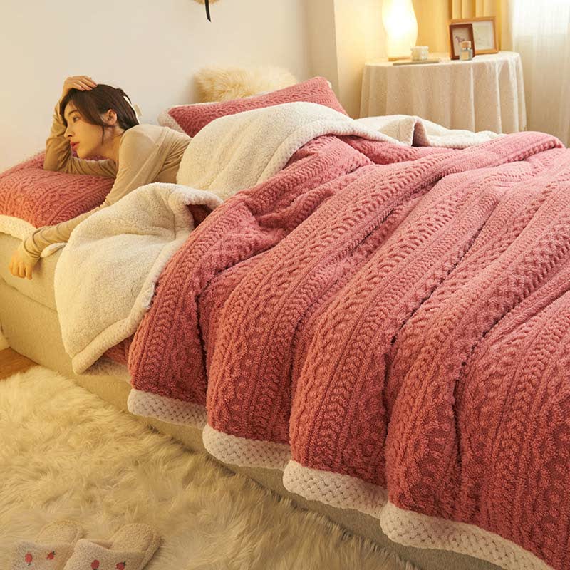 Jacquard Double Fleece Thick Warm Blanket