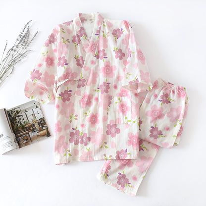 Cherry Blossom Cotton Gauze Pajama Set