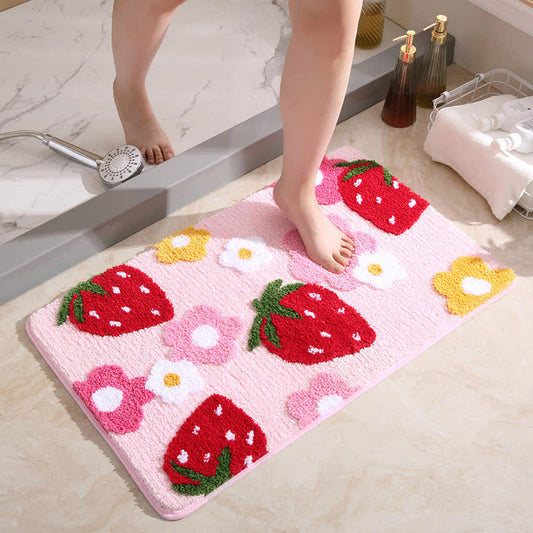 Cute Strawberry & Flower Non-slip Bath Mat