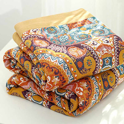 Boho Cotton Orange Reversible Sofa Blanket