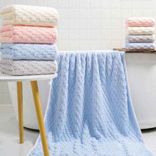 Solid Color Breathable Fleece Bath Towel(2PCS)