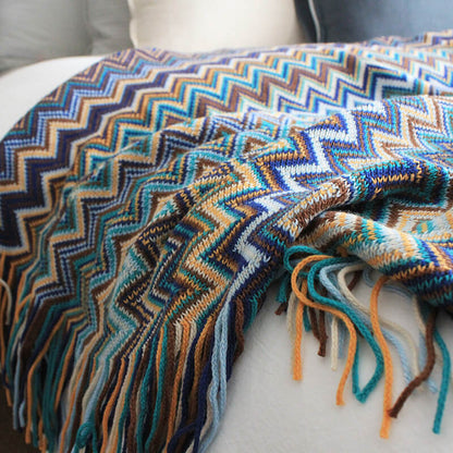 Ownkoti Cozy Colorful Striped Tassel Blanket