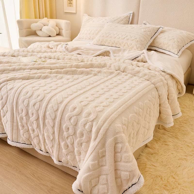 Solid Color Jacquard Soft Fleece Blanket