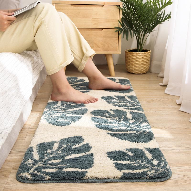 Ownkoti Leaves Print Anti-Slip Bathroom Rug