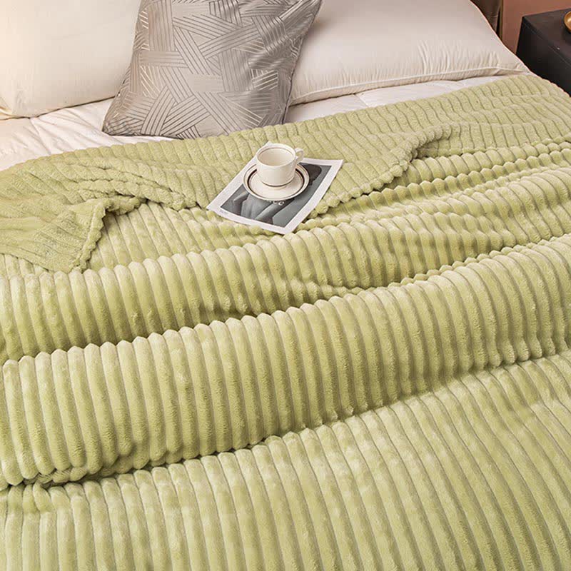 Solid Color Stripe Soft Throw Blanket