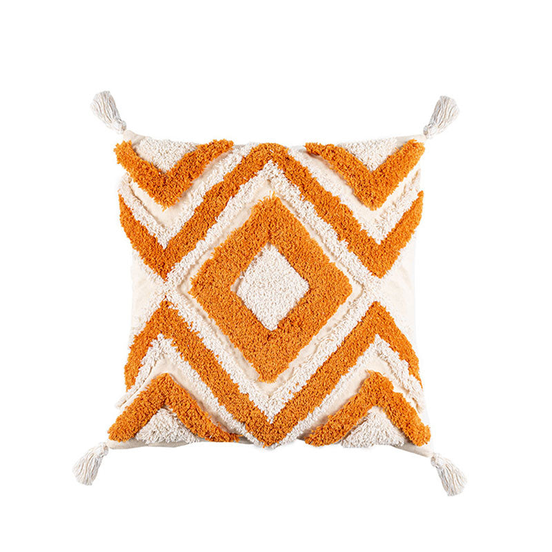 Ownkoti Morocco Jacquard Pillow Cover With Tassels