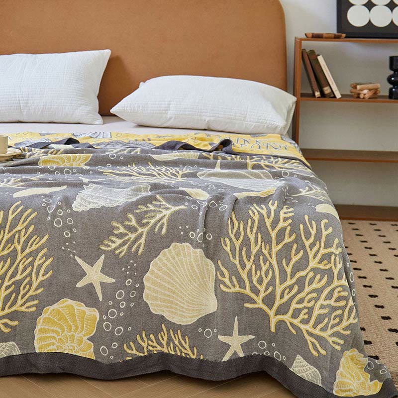 Coral Marine Plants Breathable Reversible Quilt