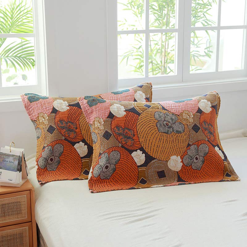 Colorful Persimmon Cotton Gauze Pillow Towel (2PCS)