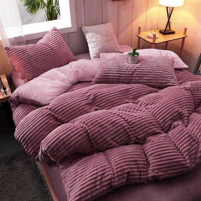 Pure Color Thick Velvet Bedding Set