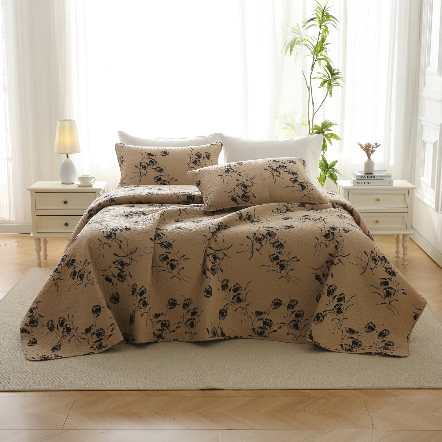 Quilted Cotton Vintage Floral Bedding