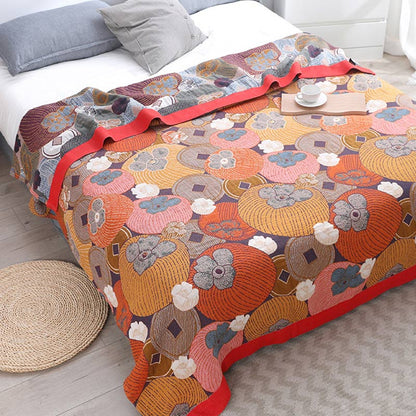 Colorful Persimmon Cotton Gauze Reversible Quilt - image 2