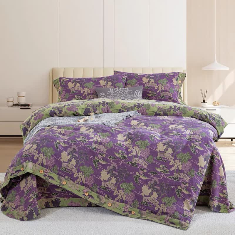 Cotton Gauze Landscape Bedding Set(4PCS)