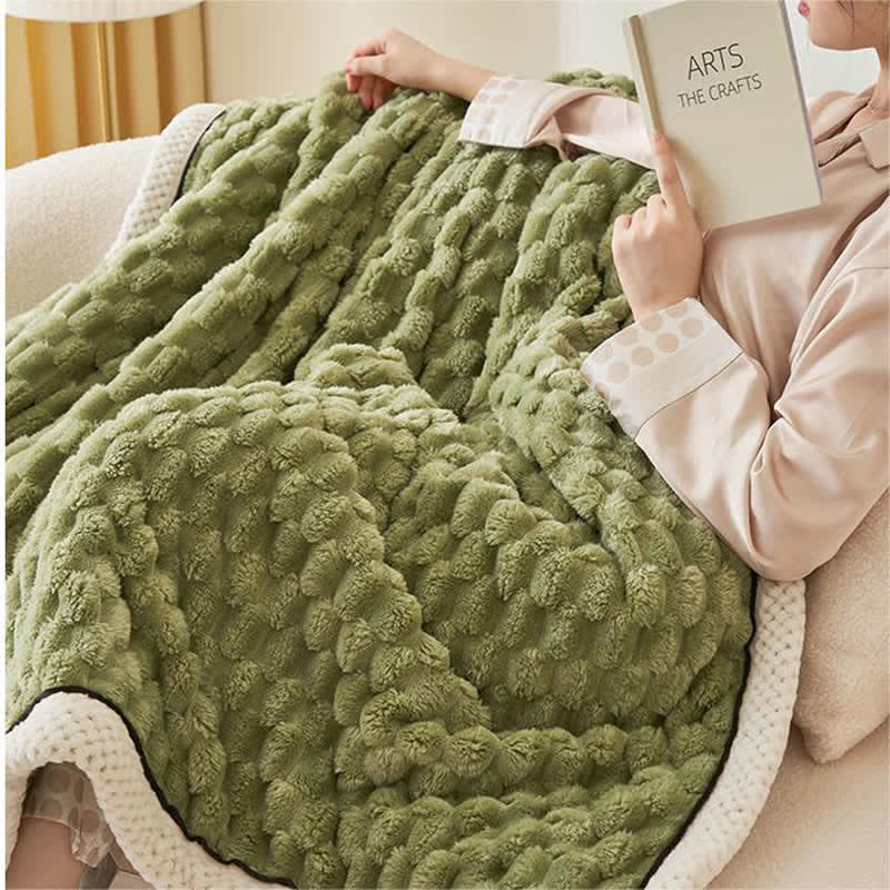 Thick Coral Fleece Reversible Throw Blanket