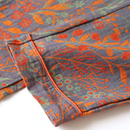Vintage Leaf Cotton Lapel Loungewear Set - image 9