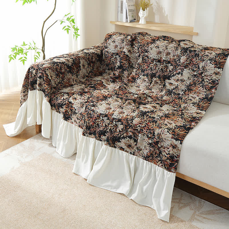 Art Print Daisy Ruffled Sofa Cover