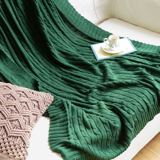 Ownkoti Solid Color Cotton Sofa Knit Blanket