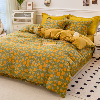 Ginger Yellow Flower Rustic Bedding Collection