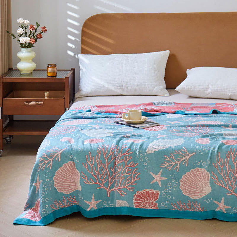 Coral Marine Plants Breathable Reversible Quilt