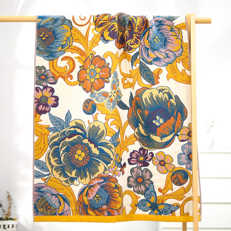 Blooming Flowers Reversible Cotton Bath Towel