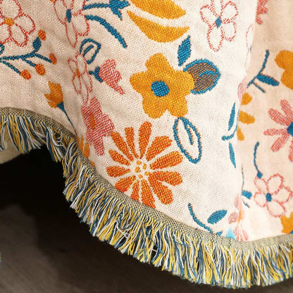 Ownkoti Garden Flower Tassels Blanket Sofa Cover