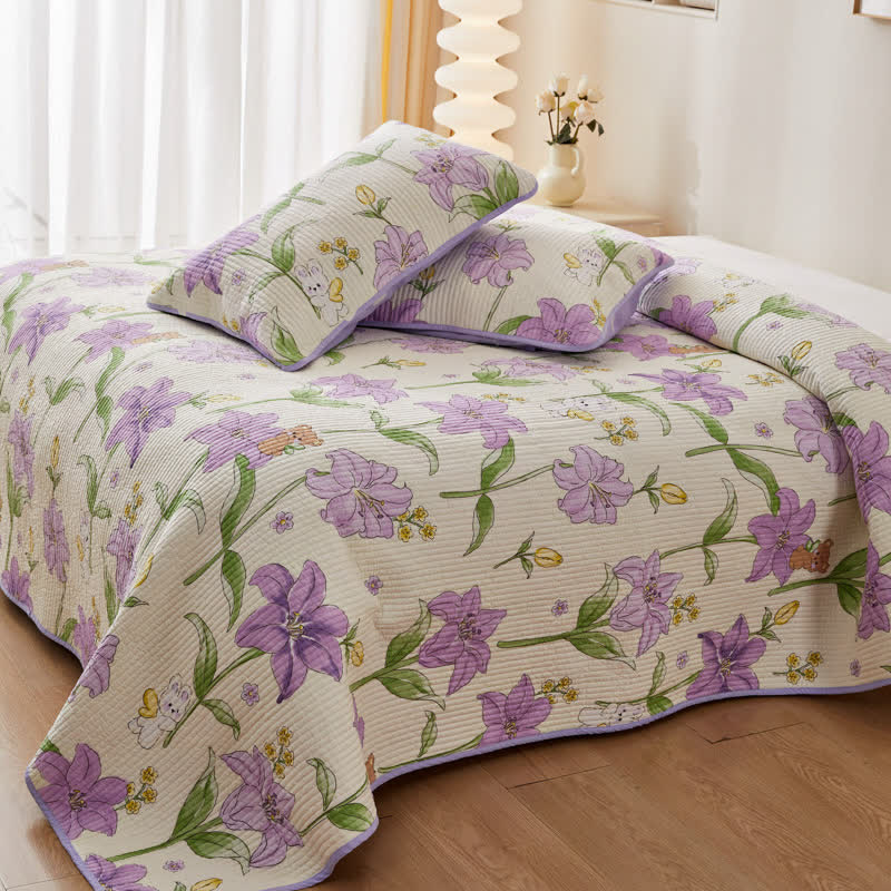 Quilted Pure Cotton Rural Lily Bedding