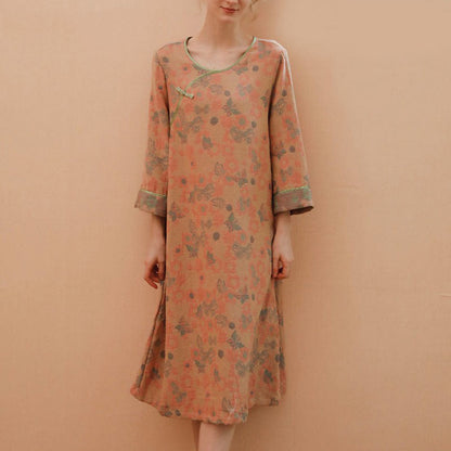 Butterfly Jacquard Frog Button Cotton Nightdress