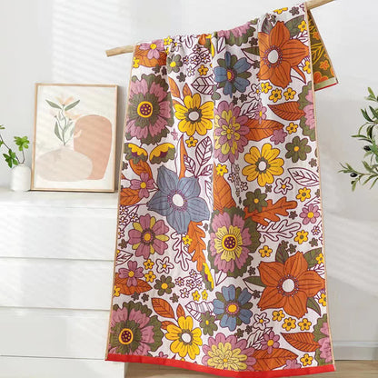 Four Layers Gauze Floral Bath Towel