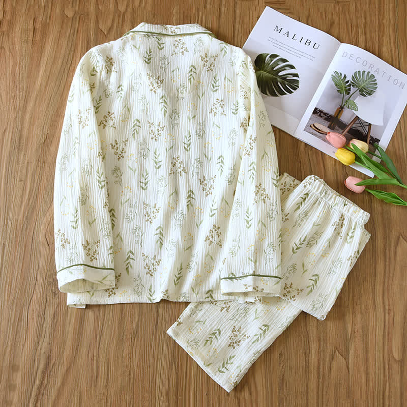 Floral Cotton Double Gauze Pajama Set