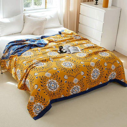 White Color Flower Cotton Double-Side Quilt