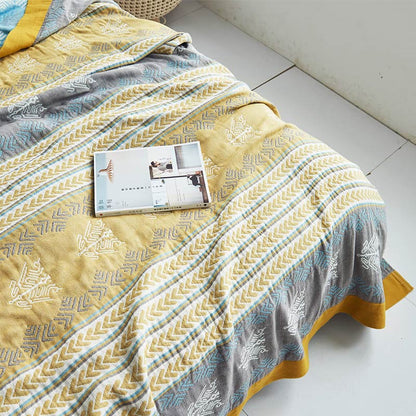 Ownkoti Cotton Wheat Ear Print Reversible Blanket