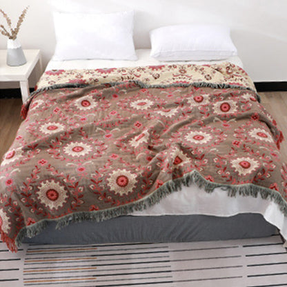 Ownkoti Retro Sofa Cover Cotton Reversible Blanket