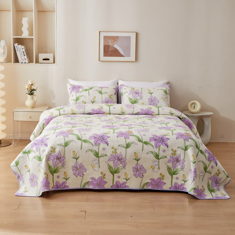 Quilted Pure Cotton Rural Lily Bedding