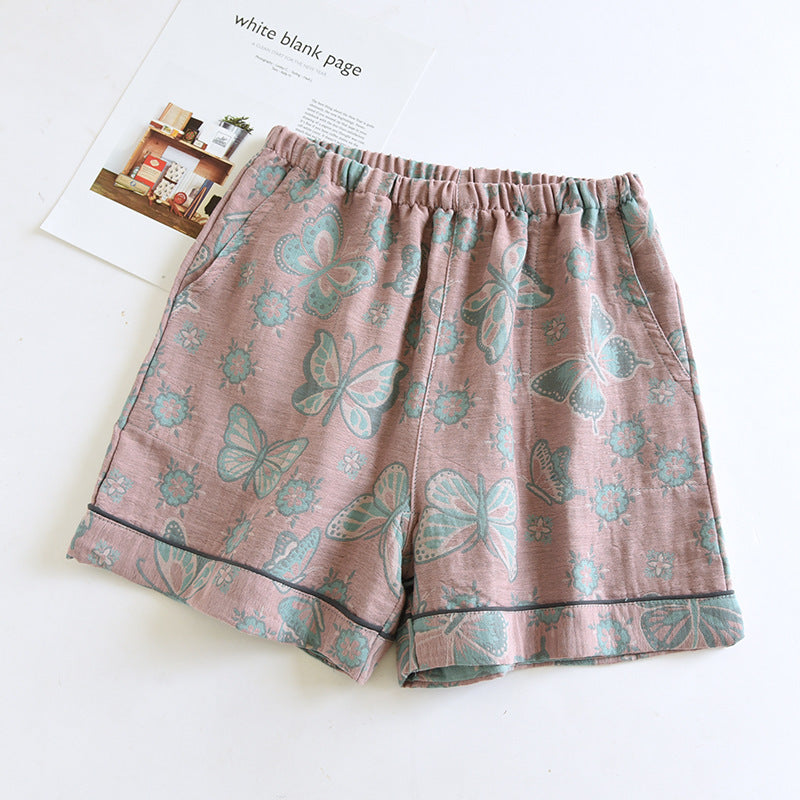 Cotton Gauze Butterfly Soft Pajama Shorts