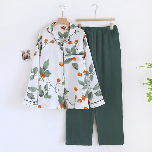 Floral Cherry Tomato Cotton Pajama Set