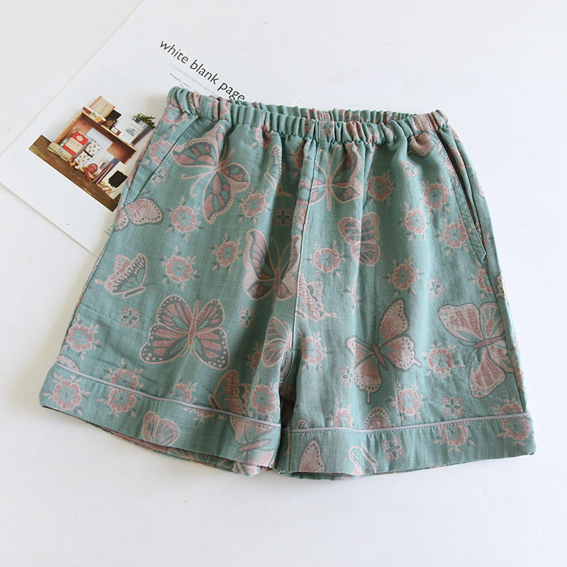 Cotton Gauze Butterfly Soft Pajama Shorts