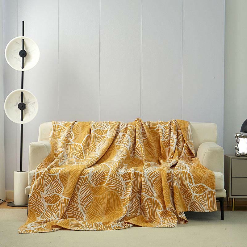 Plantain Leaf Sofa Cover Blanket - Yellow - 90" x 98" - image 1