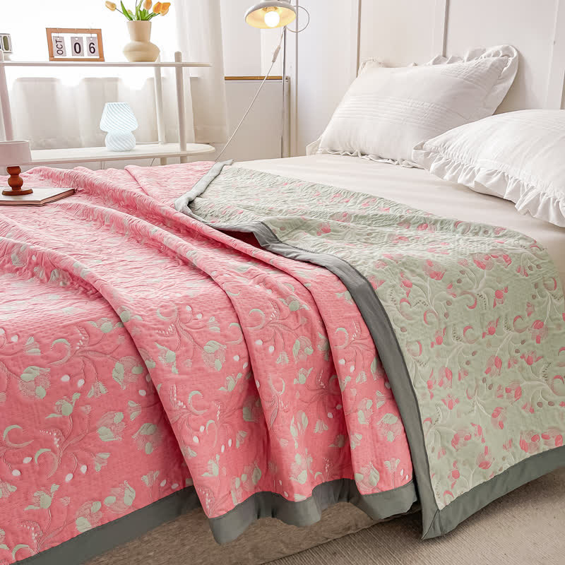 Cotton Gauze Floral Reversible Summer Quilt